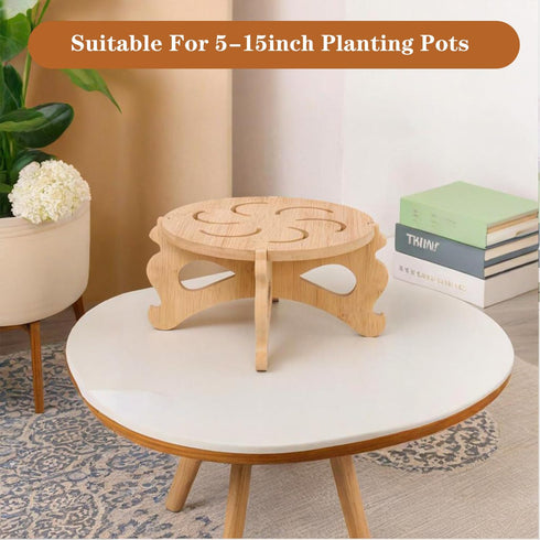 night blooming 5-15 Inch 190lb Plant Stand Indoor, Bamboo & Wood Plant Holders Indoor Stand, No Screws Required Stable