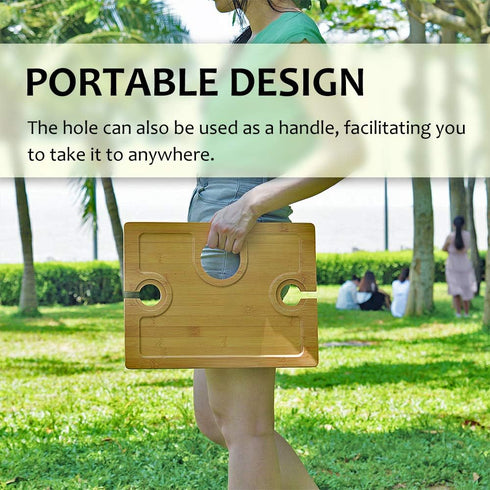 2 Tirrinia Portable Wine Picnic Table, Ideal Wine Gift for Women Men, Small Folding Outdoor Picnic & Cheese Tray