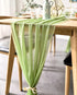 BOXAN Elegant 30x120 Inch Sage Green Sheer Table Runner, 10Ft Chiffon Overlay for Party Decor