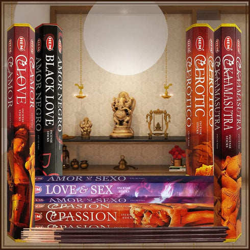 Hem Incense Sticks Variety Pack #24 with Incense Stick Holder Bundle - 6 Love Themed Fragrances