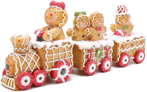 Hodao 9.25 Length Christmas Gingerbread Man Train Decorations Xmas Train Figurines Winter