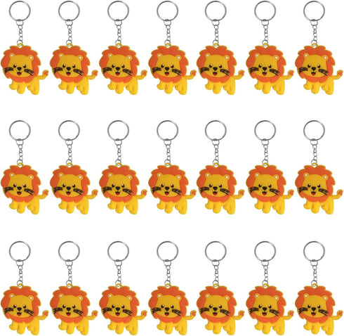 24 Pack Lion Keychains, Safari Animal Keychains for Jungle Safari Party Favors and Rewards