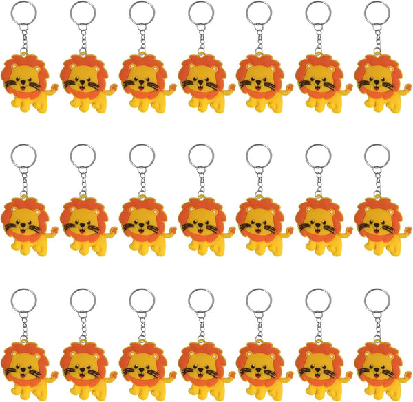 24 Pack Lion Keychains, Safari Animal Keychains for Jungle Safari Party Favors and Rewards