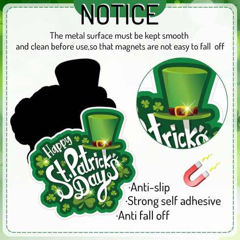Whaline 12Pcs St. Patrick's Day Refrigerator Magnets, Green Lucky Clover Rainbow Gnome Stickers for Holiday Decoration
