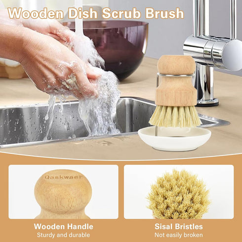 Qaskwaer Set 1 Set Wooden Dish Brushes, Dish Dishwashing Brush for Cleaning Dishes, Kitchen Wooden Cleaning Dsihes