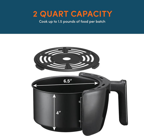 Elite Gourmet EAF-2612DX Personal 2.1Qt Compact Programmable Hot Air Fryer, Oil-Less Healthy Cooker, 1000W, Black