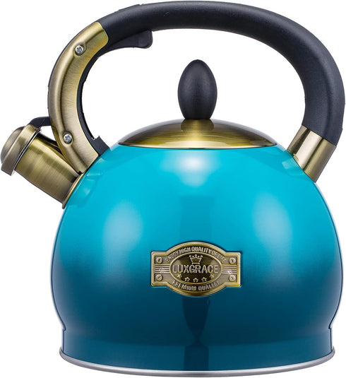 s-p Whistling Tea Kettle, Stainless Steel Teapot (2.8 QUART, Blue) for Stove Top Use
