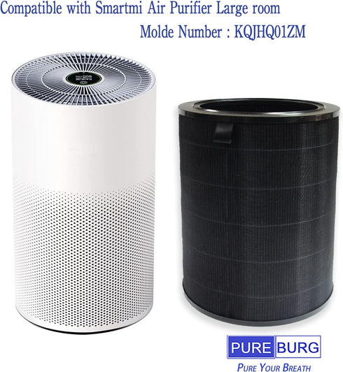 PUREBURG True HEPA Filter Replacement for Smartmi Air Purifier Large Room, Model KQJHQ01ZM, H13