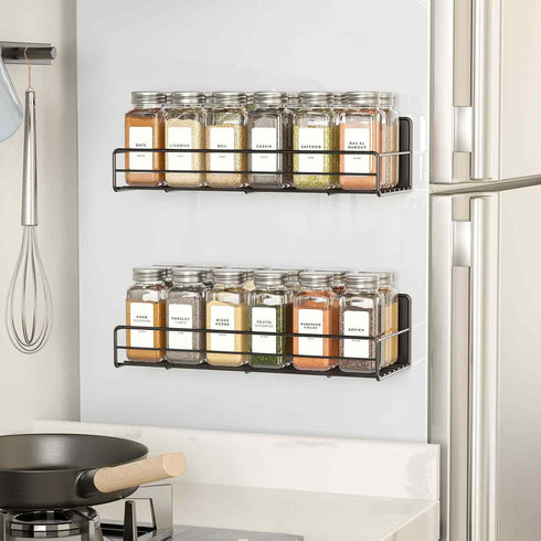 2 Pack 24 400 SpaceAid Magnetic Spice Rack with Spice Jars, Labels and Funnel, Space Saving Refrigerator Fridge Oven