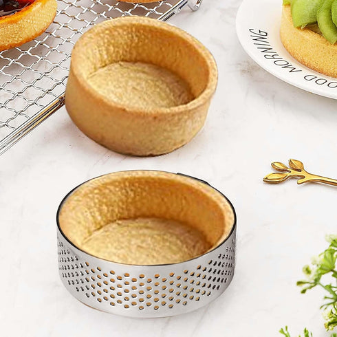 10 Pcs 2.37 Inch 304 Stainless Steel Tart Ring, Heat-Resistant Perforated Baking Tools