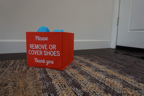 Shoe Cover Box | Disposable Bootie Holder for Realtor Listings, Please Remove Your Shoes Sign, Real Estate Supplies