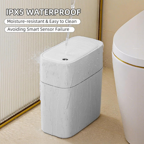 3.5 JUDRDO Gallon Slim Automatic Trash Can for Bathroom,Touchless Diaper Trash Can with Trash Bag Auto-adsorption