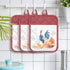 Pot Holders Set of 3 - Silicone Non Slip Heat Resistant Hot Pads, Cotton BBQ Grilling, Red Potholders