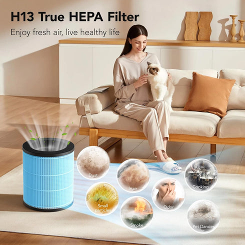 M03 Replacement Filter 2 Pack, Compatible with MOOKA M03 Air Purifier, H13 True HEPA Activated Carbon Filter for Pets,