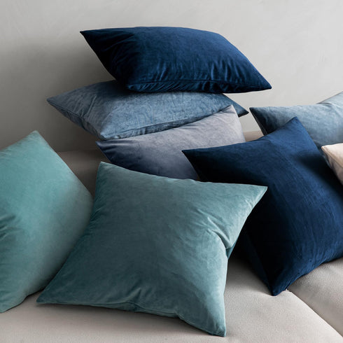MIULEE Velvet Throw Pillow Covers 18x18 Inch, Pack of 2 - Dark Blue, Super Soft Decorative Cushion Cases