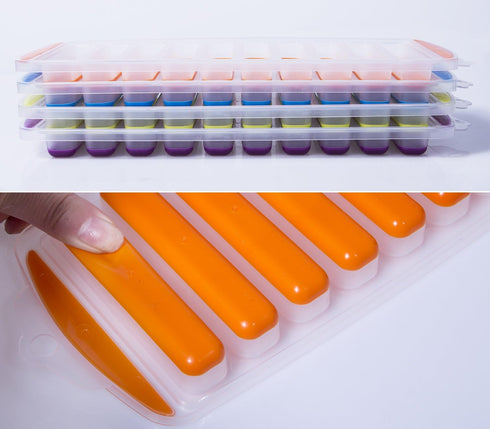 Ozera 4 Pack Ice Cube Trays - Narrow Water Bottle Ice Cube Tray Stick, Silicone for Freezer