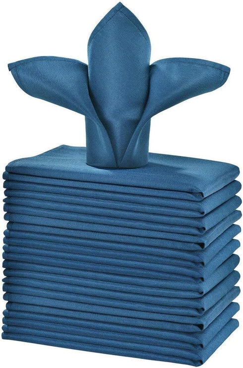 Navy Blue Cloth Napkins, 1-Dozen Solid Washable Fabric Set of 12, Perfect for Weddings, Parties, Holiday Dinner