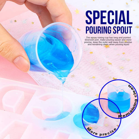 LEOBRO 50ml/1.7oz Epoxy Mixing Cups, 38PCS Graduated Resin Cups with 40 PCS Wood Craft Sticks