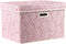 PRANDOM 1-Pack Larger Collapsible Storage Bin with Lid, Pink Fabric Decorative Box Cube Organizer for Bedroom, Closet,