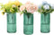 Green Glass Vases, Flower Vases Set of 3, Ribbed Glass Vase for