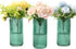 Green Glass Vases, Flower Vases Set of 3, Ribbed Glass Vase for