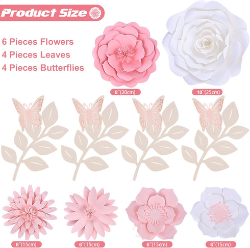 3D Mverse Paper Flowers Decorations for Wall, Pre-Assembled Large Floral Decorations for Baby Girl Nursery Wall
