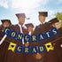 Congrats Grad Banner, Blue and Gold Glitter Congratulations Graduation Banner for College Graduation Party Decorations
