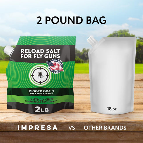 2 lb 3.0 Impresa Fly Shooter Refill Salt Compatible with Bug A Salt Large-Grain Non-Caking Crystals for Fly Gun Reloads