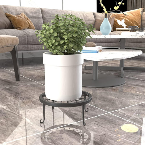 TYz Set 3 Metal Potted Plant Stand of (Black)