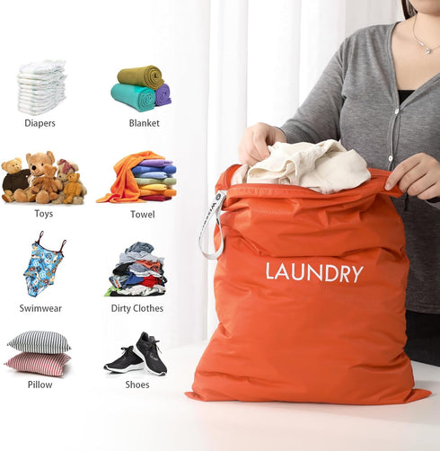 WiseBoy 2 Pack Swimming Laundry Bags, Travel Laundry Bag for Dirty Clothes, Washable Nylon Wet Dry Bag, Yoga Bathing