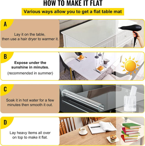 36 60 Inch, 1.5 mm VEVOR Plastic Table Cover x Thick Clear Table Protector, Rectangle Clear Desk Mat, Waterproof & Easy