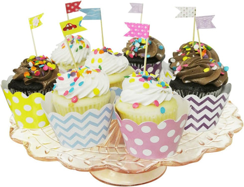 AllyDrew Standard Size Chevron Cupcake Wrappers, Set of 20, Blue