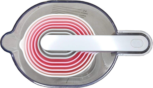 GK509W 10 pcs Nesting Stackable Measuring Cup and Spoons Set - Includes One Scraper and One Funnel, BPA Free,