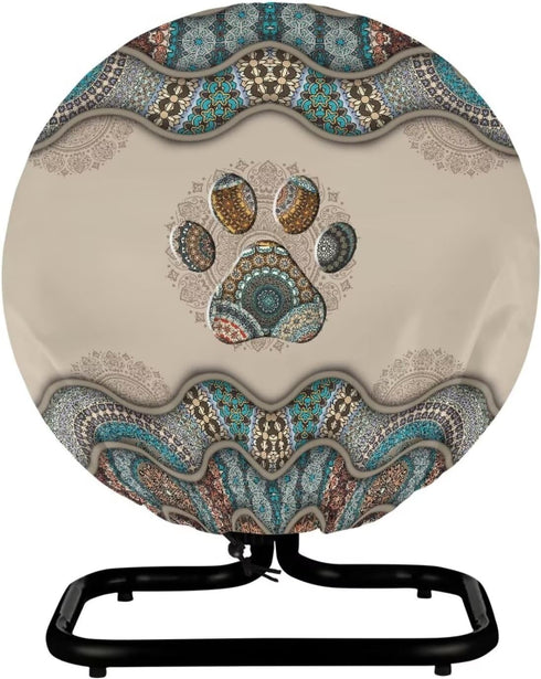 Boho Paw Print Industrial Fan Cover, Waterproof & Dustproof for 24" High Velocity Heavy Duty Drum Fan