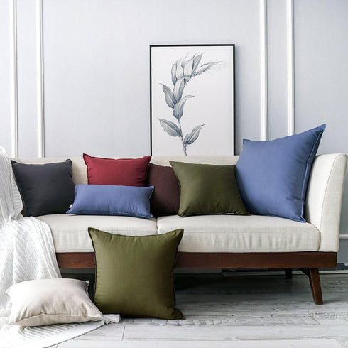 Jeanerlor Cotton Linen Square Decorative Throw Pillow Case, 12"x20" (30 x 50cm), Olive Green, for Wedding Party Gift