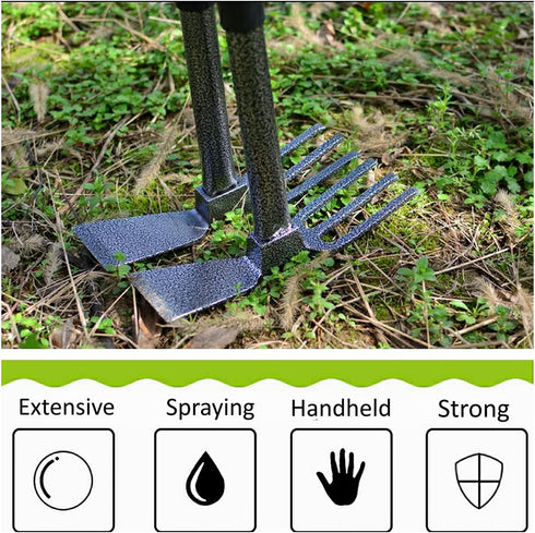 ZOG Garden Big Hand Digger and Hoe Combo - Heavy Duty Hand Tiller, Garden Hoe, Cultivator with Non-Slip Handle