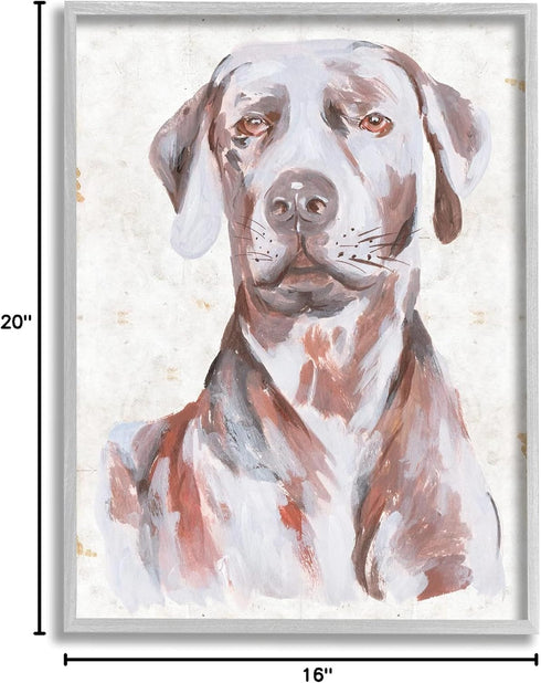 Stupell Industries House Dog Pet Portrait: Labrador Soft Tone Painting by Melissa Wang, Gray Framed Wall Art (16 x 20)