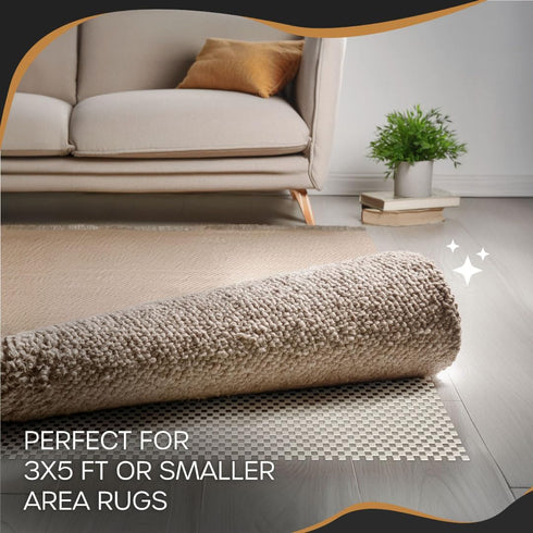 Nevlers Non Slip 3'x5' Rug Pads, White PVC Foam Rug Gripper for Hardwood Floors, Indoor/Outdoor Anti Skid