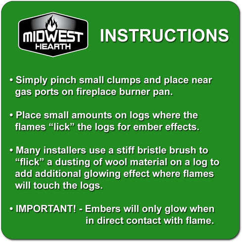 Midwest Hearth Rock Wool for Gas Log, 6 oz Bag