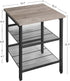 2 ULET023B02 VASAGLE INDESTIC End Table, Nightstand with Adjustable Mesh Shelves, Industrial Side Table for Living