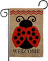 Welcome Ladybug Burlap Garden Flag - Double-Sided 12.5 x 18 Yard Decorations for Springtime Insect Wildlife