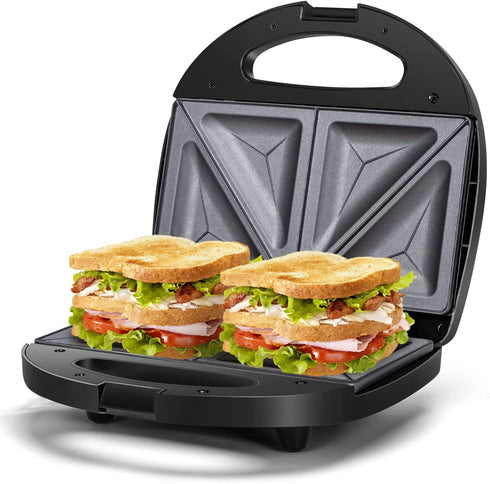 Aigostar 2in1 Electric Sandwich Maker Grill with Nonstick Plates, Double-Sided Heating, Breakfast Toaster, Grilled