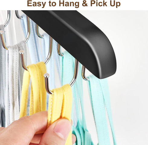 Bra Hanger for Closet, Tank Top Hanger with 20 Hooks Capacity, Foldable Wood Organizer for Dorm & Apartment