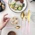 AARAINBOW 7 Pieces Stainless Steel Flatware Set, Portable Reusable Cutlery Set Including Knife, Fork, Spoon (Pink