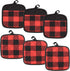4/6 Pack Buffalo Check Plaid Pot Holders with Pocket, Kitchen Hot Pad Oven Mitts for Cooking and Baking (Red, 6 Pack)
