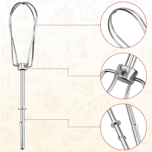 Fetechmate KHM2B Hand Mixer Turbo Beaters (2 Pack) & KHMPW Stainless Steel Pro Whisk (2 Pack) - Replace AP5644233