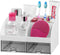 VITVITI Toothbrush Holders for Bathrooms, 8 Slots Toothpaste Organizer with Drawers for Vanity/Makeup/Office (White)