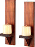 OwnMy Set of 2 Wooden Wall Candle Sconces Rustic Wall Mount Wooden Pillar