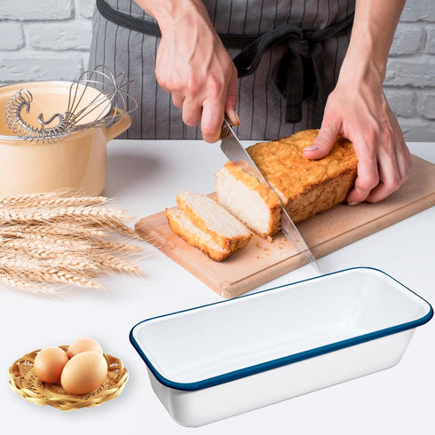 12 4.5 Inches Webake Large Enamel Bread Pan, Long Banana Bread Loaf Pan for Baking, Non-Stick Rectangle Cake Pan