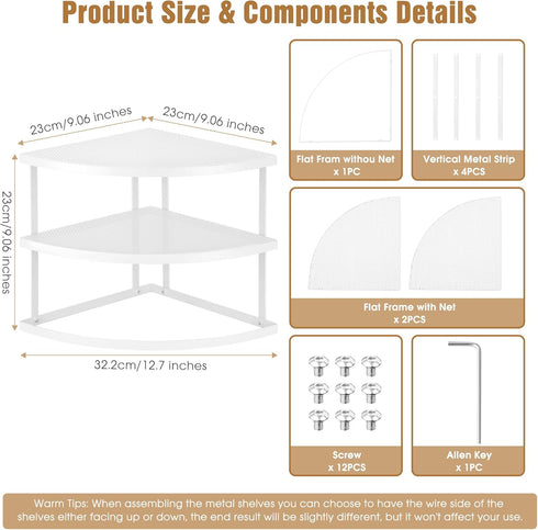 ROFAY 3-Tier Counter Metal Corner Shelf Plate Organizer for Kitchen & Cabinet, Corner Rack for Plates, Dishes, Pantry